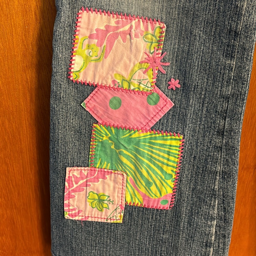 Lily Pulitzer Denim Girls Patchwork Blue Jeans Size 10 - Picture 5 of 8